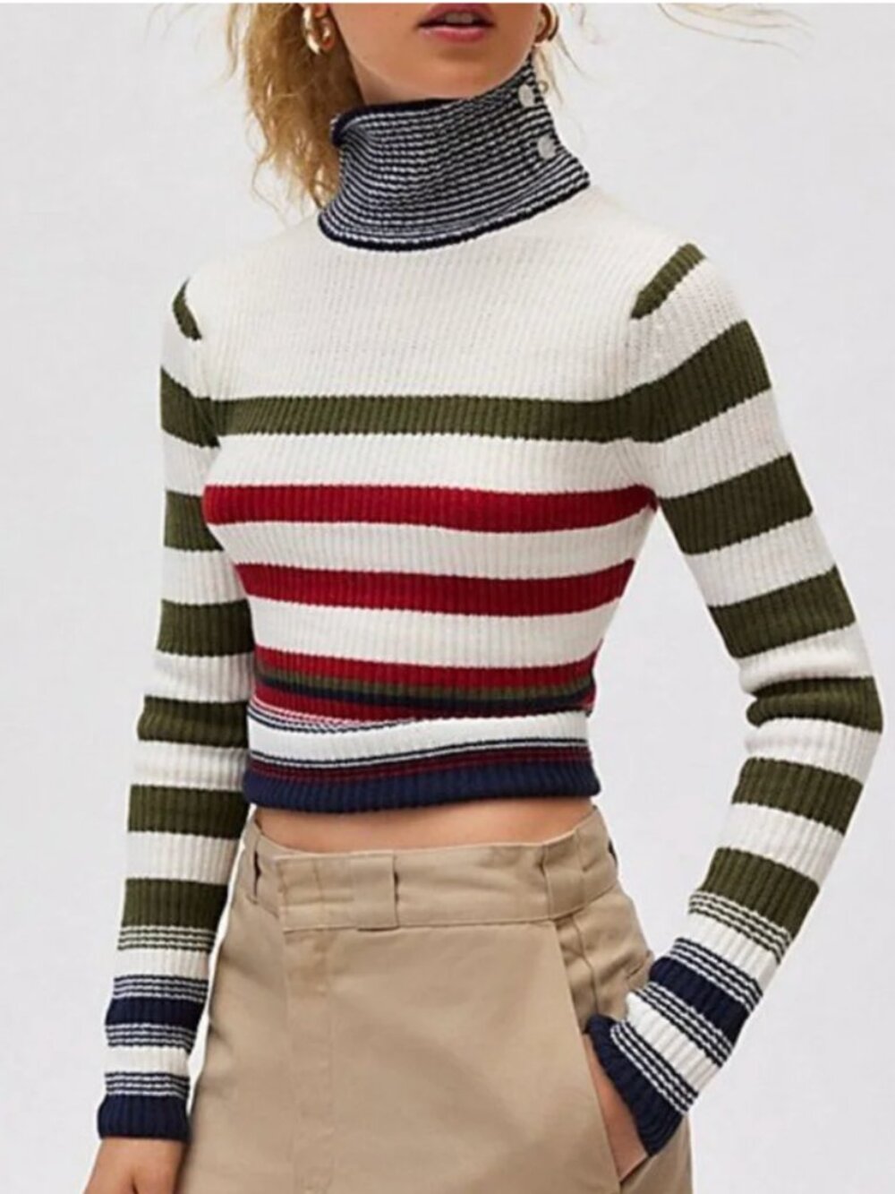 Urban Outfitters BDG Multicolored Striped Ribbed Funnel/Turtleneck Sweater Small